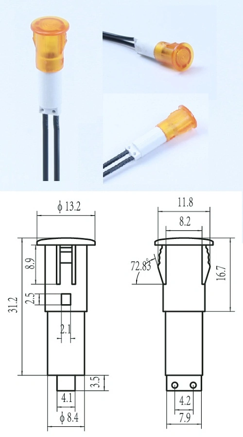 Gelbe Pilotlampe 10 mm A-16-1 12 Volt Anzeigeleuchte 0